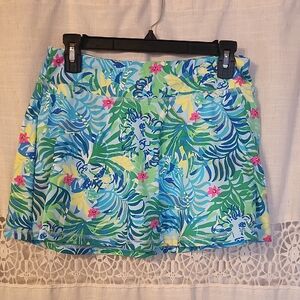 Lilly Pulitzer Tropical Print Mini Skirt - Blue, Green, Pink